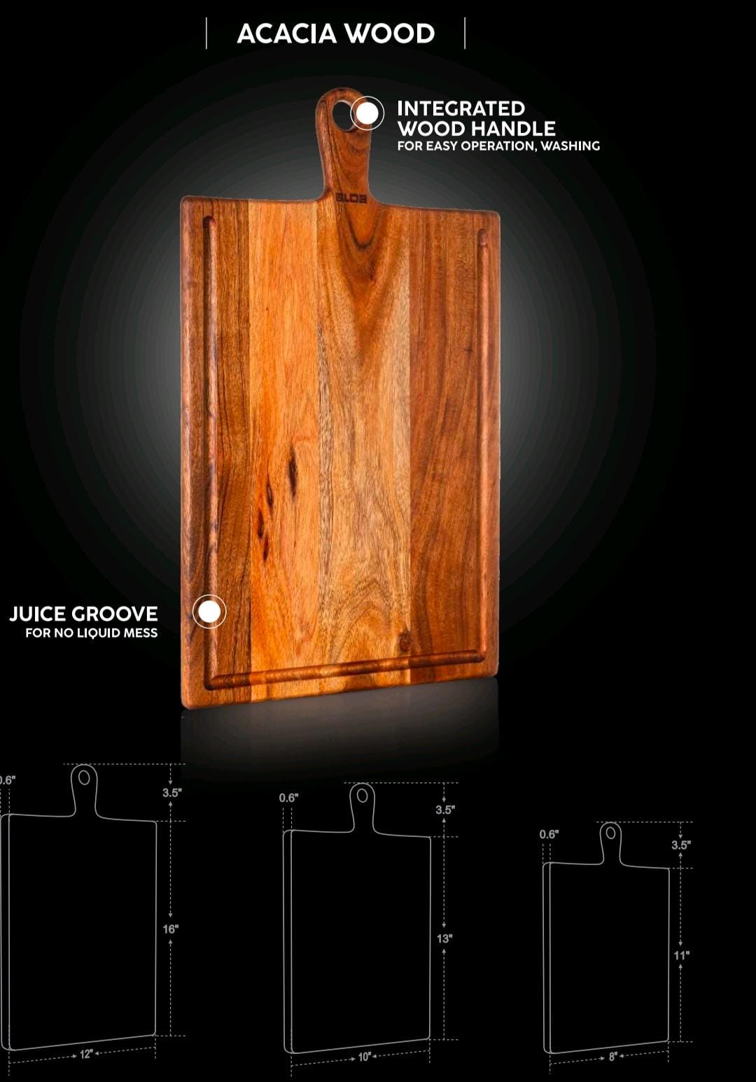 KSB0008 - WOODEN CHOPPING CUTTING  BOARD ACACIA WOOD