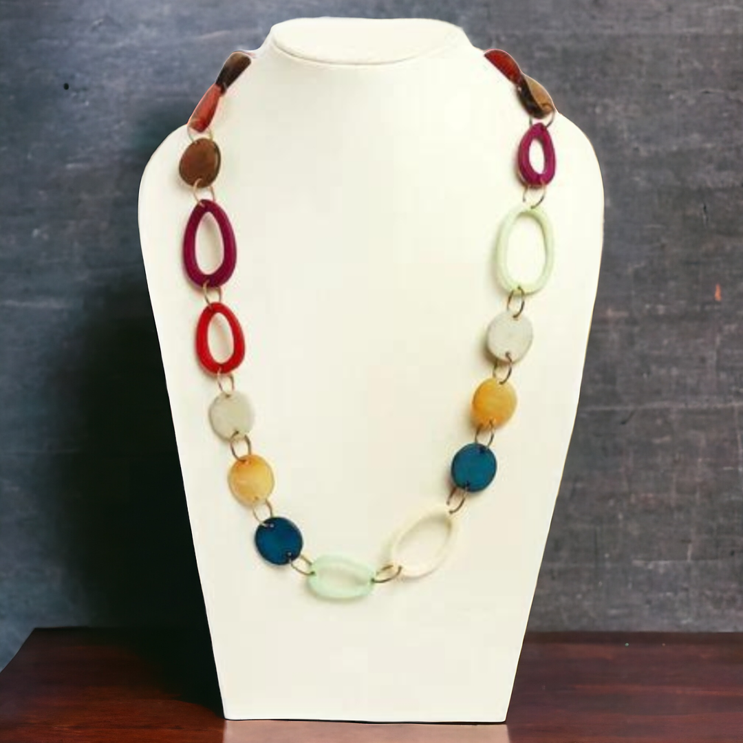 NK8861 - Multicolor Born & Acrylic Bead Necklace