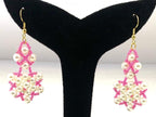 NK14152A WHITE PINK COLOR PLASTIC PEARL & SEED BEAD NECKLACE SET