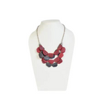 NK8864 - Maroon & slate grey horn necklace