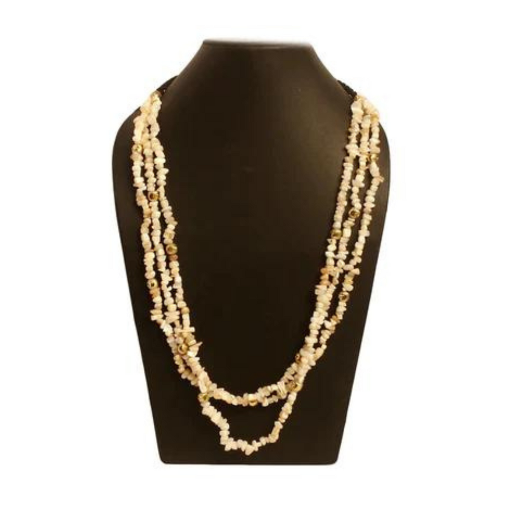 NK9005 - White Cut Stone Bead Necklace