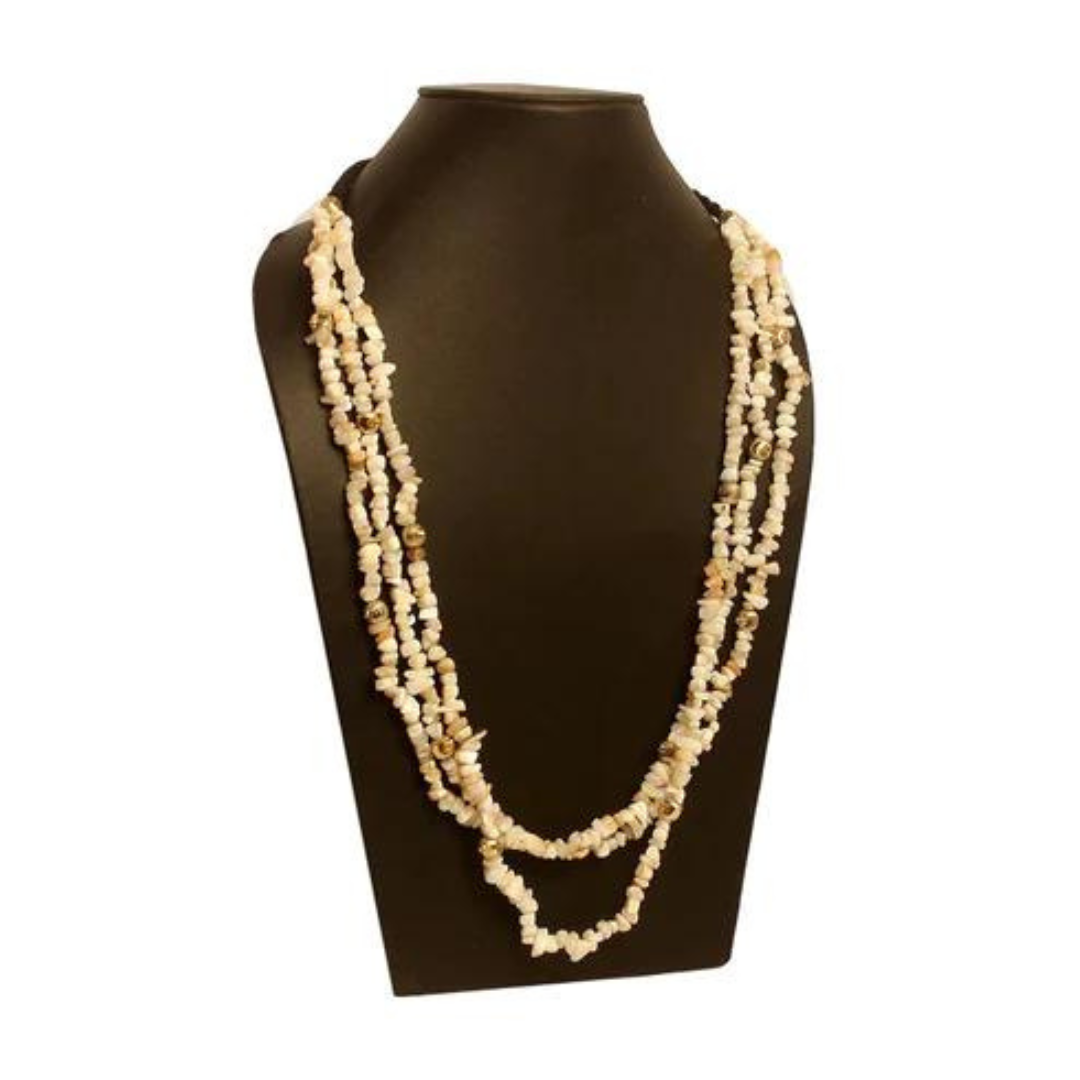 NK9005 - White Cut Stone Bead Necklace