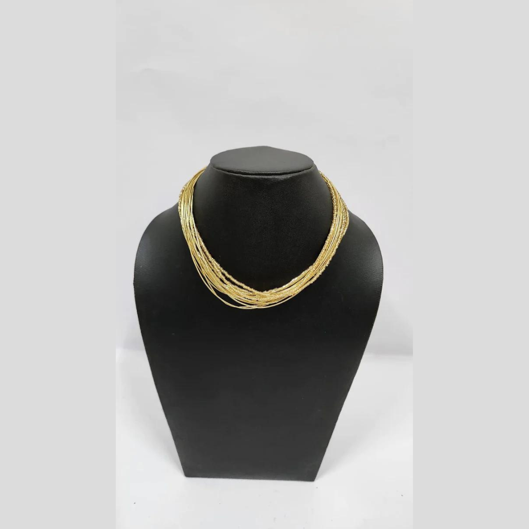 COLLIER DE PERLES DE ROCAILLE COULEUR OR CUTDANA