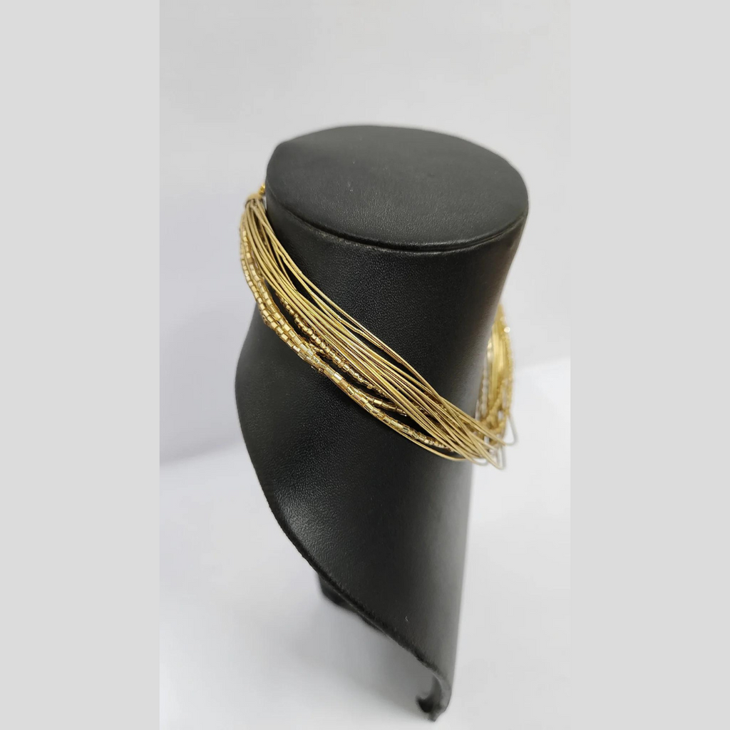 COLLIER DE PERLES DE ROCAILLE COULEUR OR CUTDANA