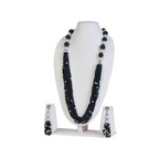 NK11883G - Grey seed bead with artificial pearl necklace with matching earrings