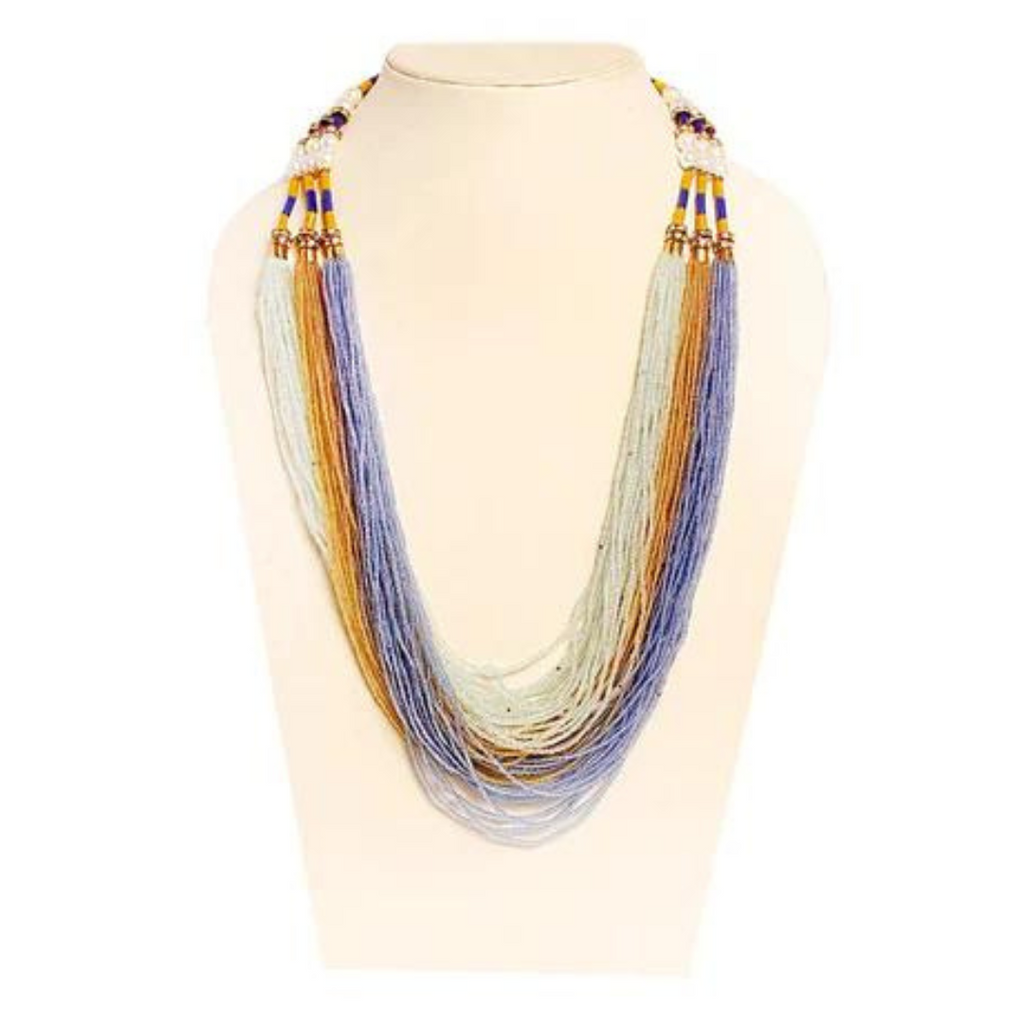 NK11893 - Multicolor seed bead layered necklace