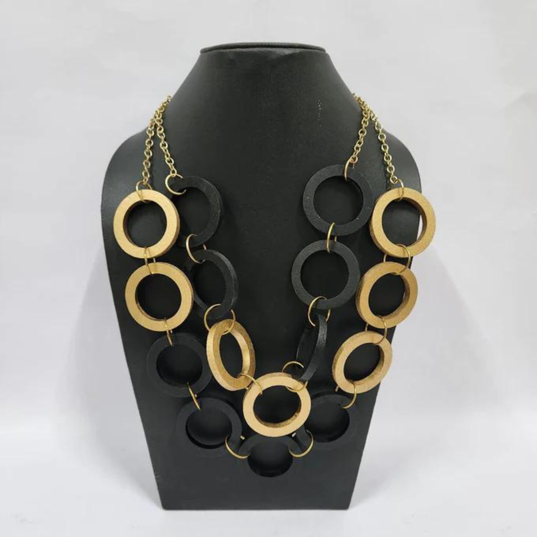 HOLZRINGKETTE GOLD & SCHWARZ