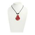 Collier en cordon ciré avec pendentif en acrylique rouge