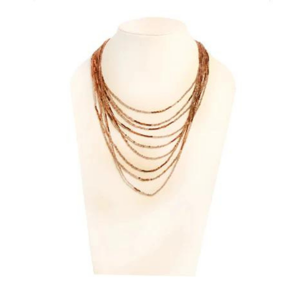 NK247 - Brownish/pinkish seed bead necklace