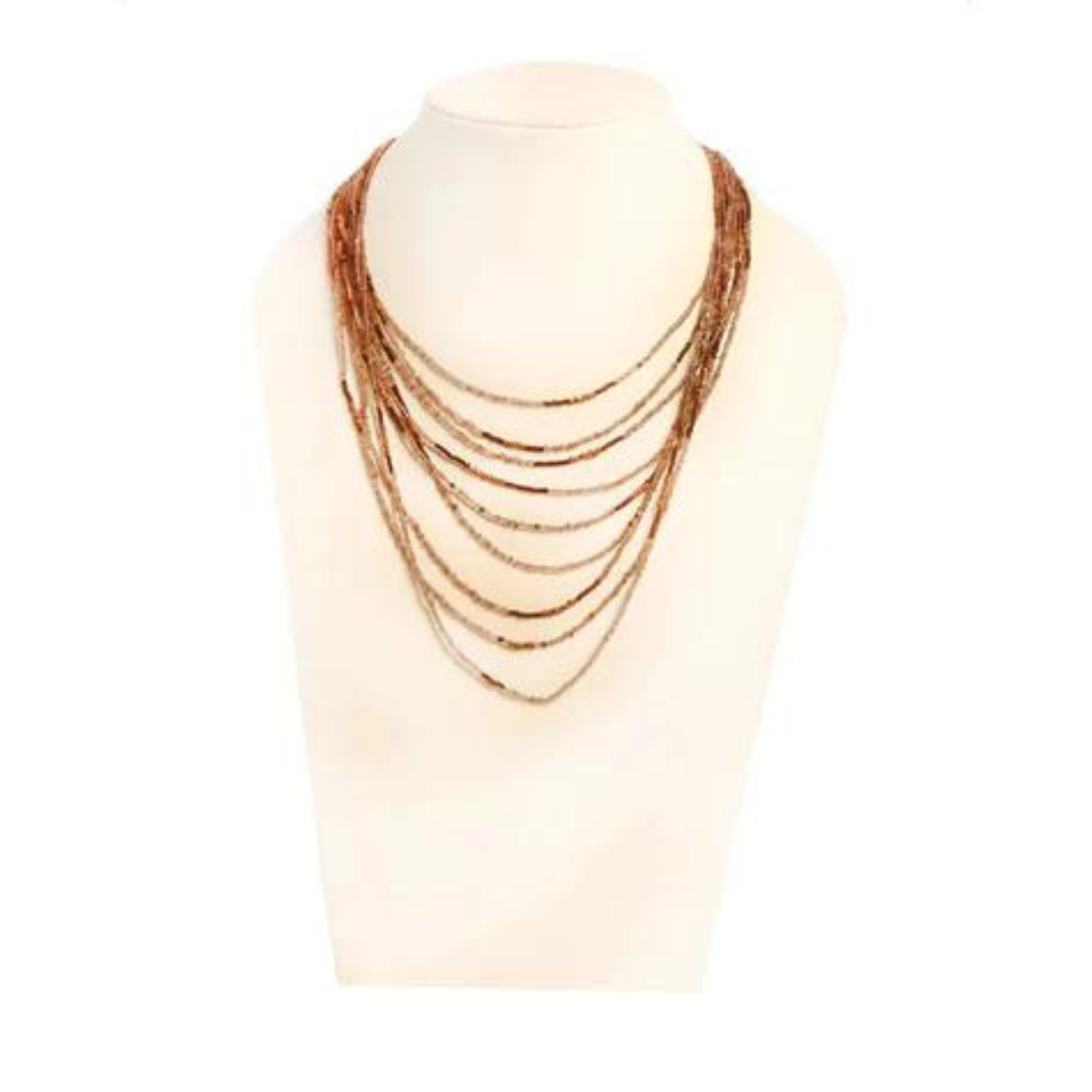 NK247 - Brownish/pinkish seed bead necklace