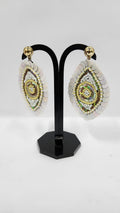 SEED BEAD WITH SEQUENCE WHITE & LEMON YELLOW COLOR EARRINGS