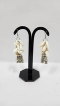 SHELL BEAD WITH METAL JHOOMKI EARRINGS