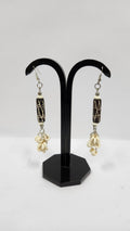 BONE BEAD BROWN & NATURAL COLOR EARRINGS