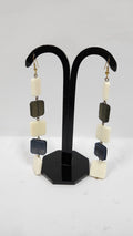ACRYLIC BEAD DARK GREEN,WHITE & BLUE COLOR EARRINGS