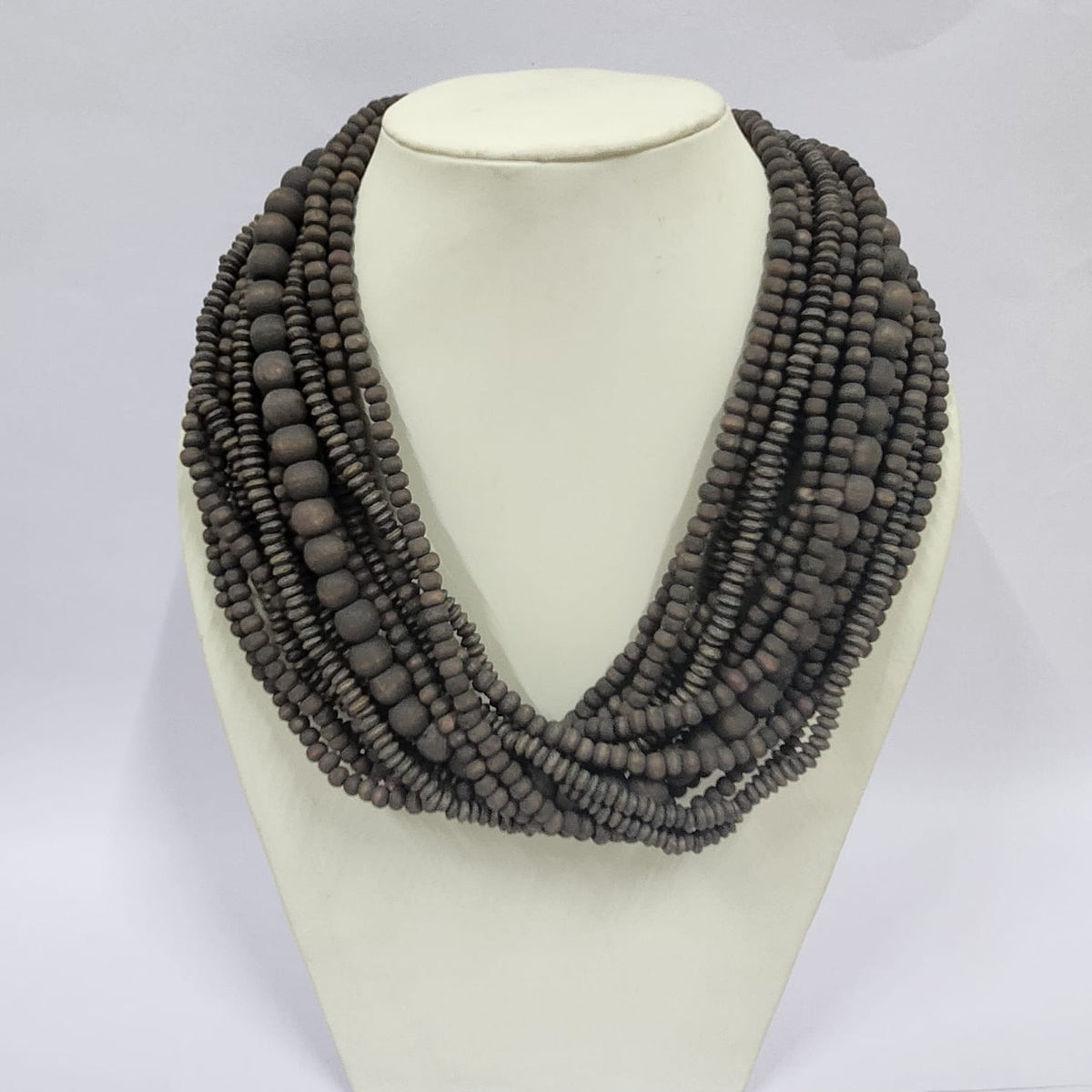 String Wooden Bead Multi layered Necklace