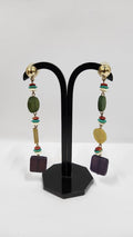 Boucles d'oreilles multicolores en corne et os