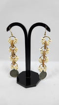BOUCLES D'OREILLES PERLES BOIS ET OS AVEC PIÈCE ANCIENNE COULEUR NATURELLE